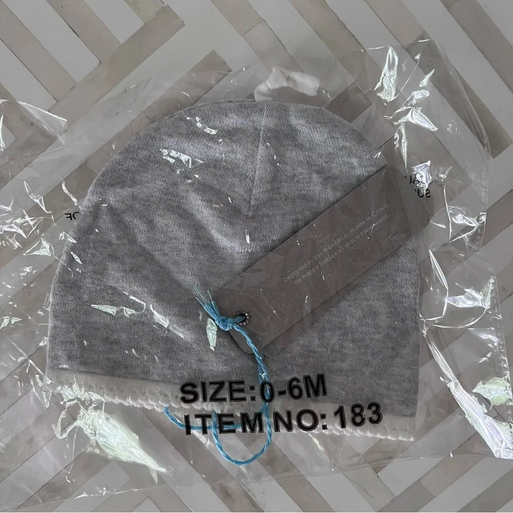 ANGEL DEAR Grey Knit Baby Hat, 0-6mo - NEW